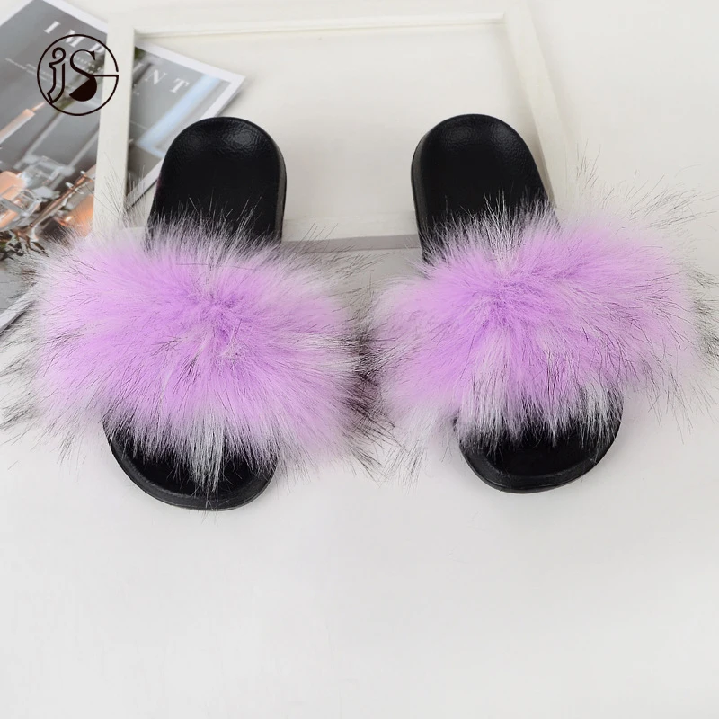 

Fashion 2021 Wholesale Popular Colorful Faux Fur Slippers For Ladies Comfy Fur Sandals Big Fluffy Furry Slides, Picture