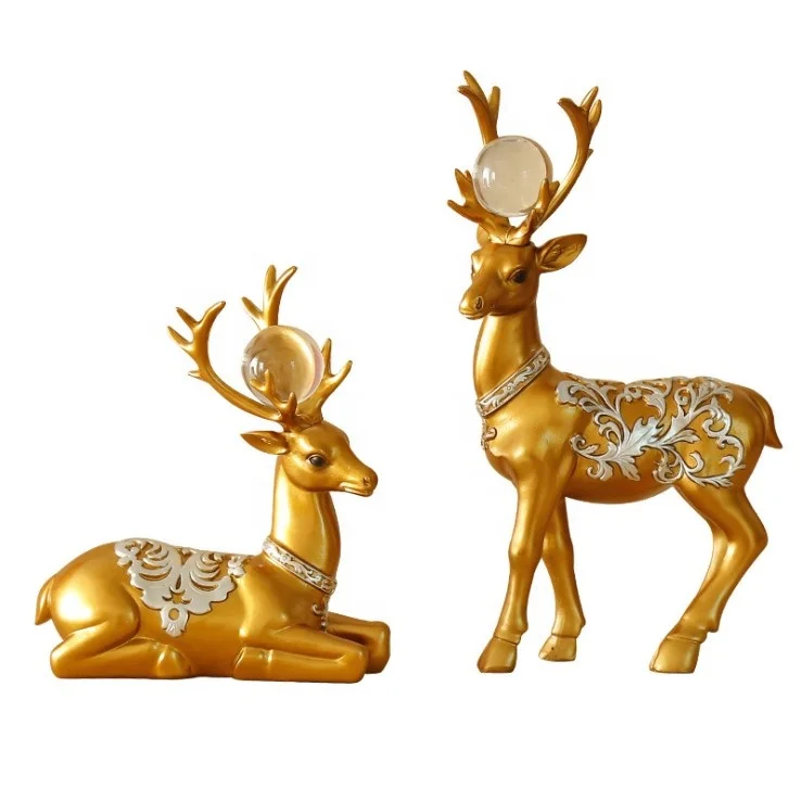 

resin decoration crafts home decoration direct sales deer resin handicraft ornaments, Gold