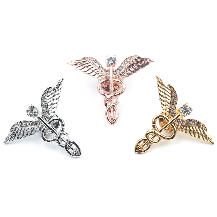 

Fashion Angel Wing Brooches Gold Plated Crystal Wing Brooch New Suit Shirt Collar Jewelry Accessories For Women