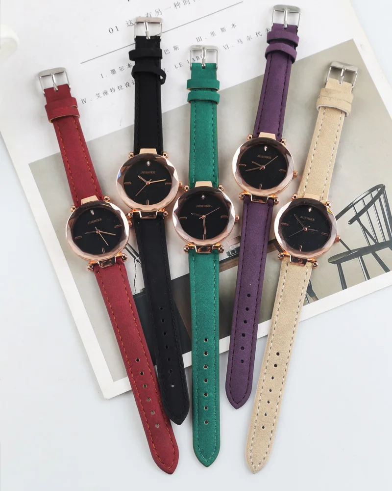 

Business hot sale flower matte glass Strap ladies watch quartz hand watch