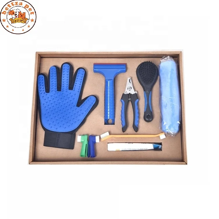 

Pet Hair remover,nail Trimmers ,bathing tools dog cleaning kit pet grooming set, Blue or customized color