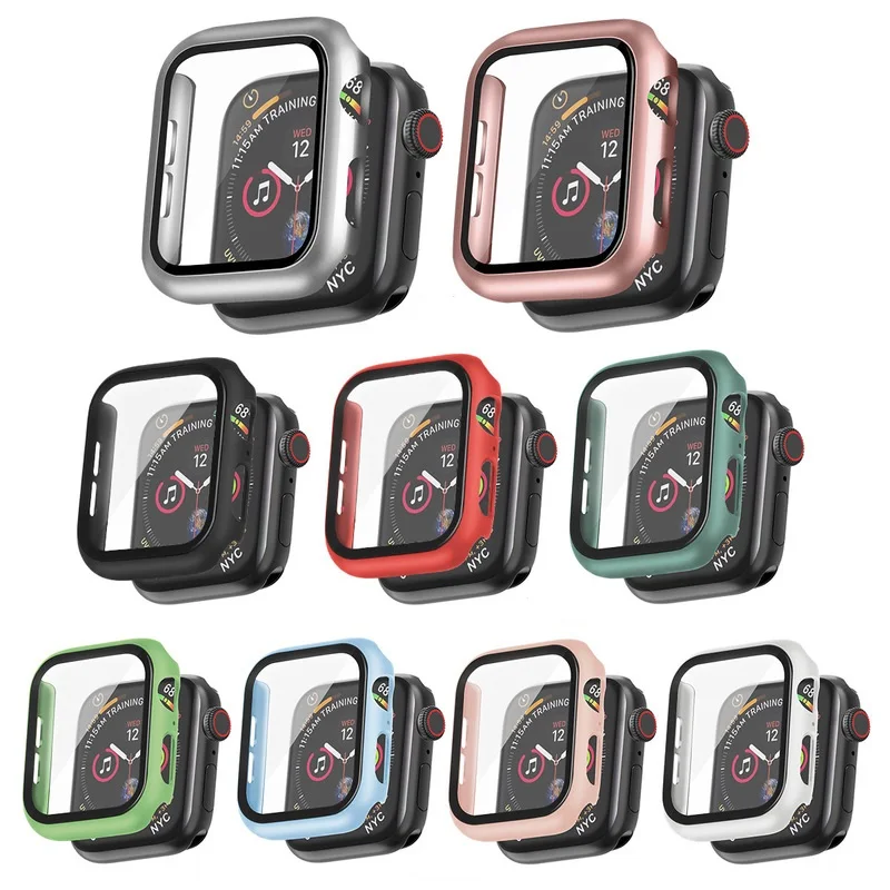 

PC Case For iWatch 5/4/3, Built-in HD Clear Ultra-Thin Tempered Film Screen Protector Cover For Apple Watch Series 38mm 40mm, 9 colors