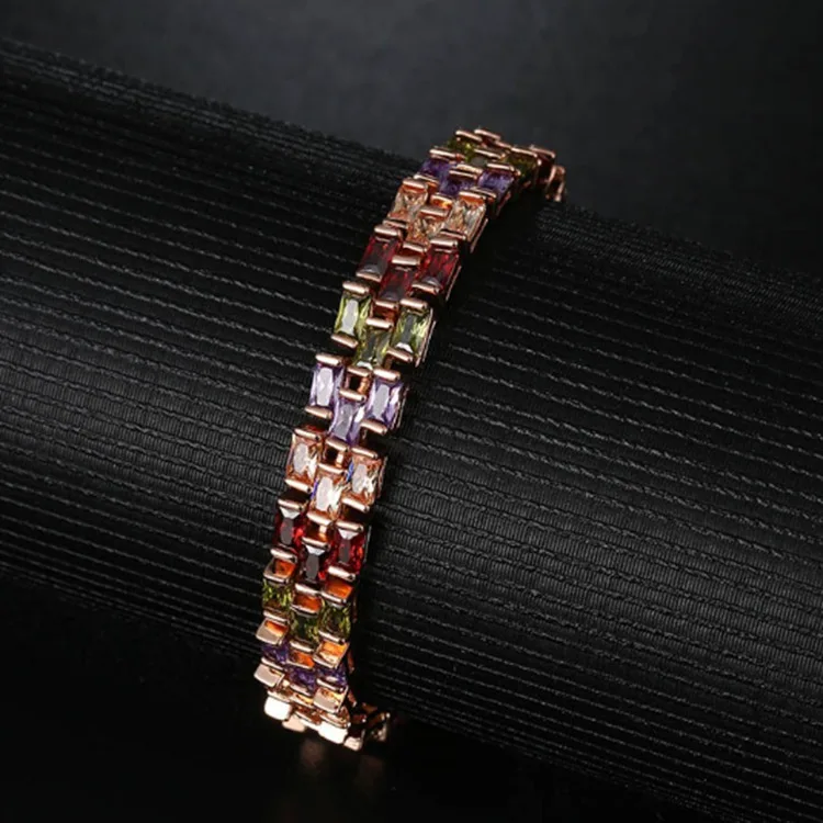 

Fashion Jewelry Women Wedding cz rainbow diamond crystal chain bracelet women accessories