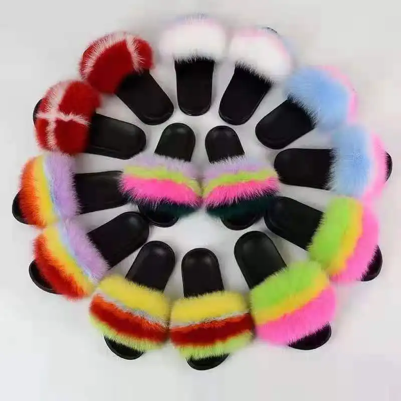 

Hot selling real fur slippers for women plush With Lowest Price, Customized color