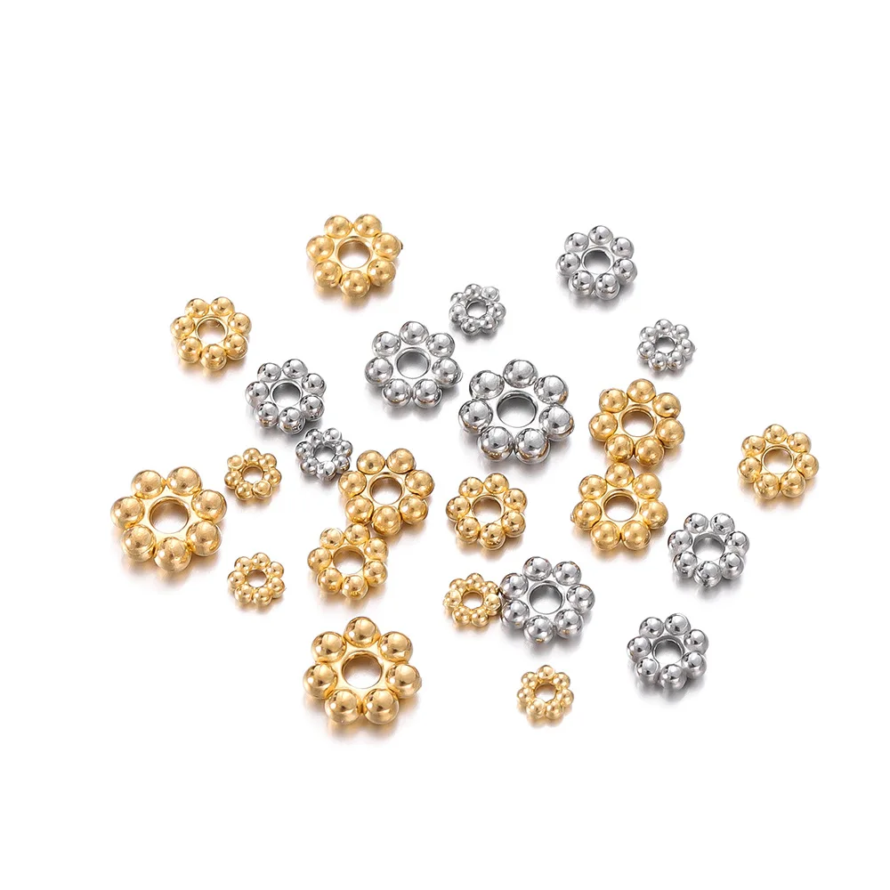 

Fashion Stainless Steel Ball Weld Floral Fragment Hole Beads For DIY Jewelry Necklace Earrings Accessories