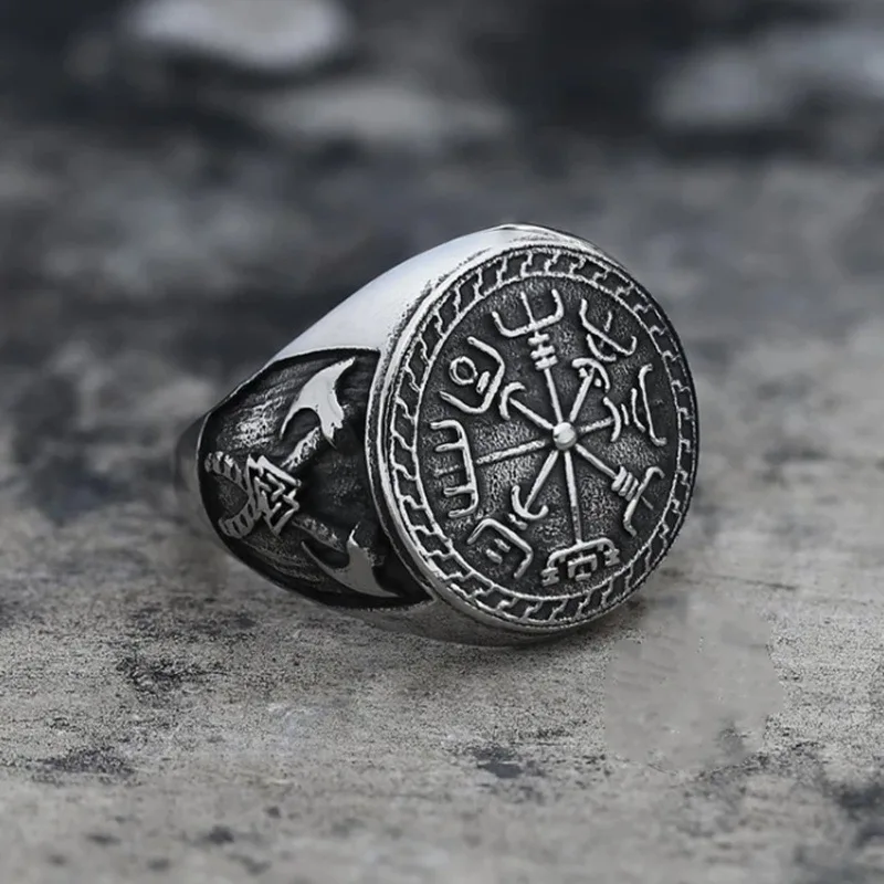 

Nordic Rings Man Alloy Simple Design Viking Ring Retro Totems Jewelry Wholesale, Picture