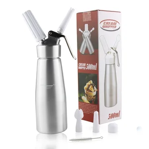 Image of Professional Aluminum Whipped Cream Dispenser 1 Pint Gourmet Whipper Stainless Steel Decorating Nozzles + 3 pcs Plasti