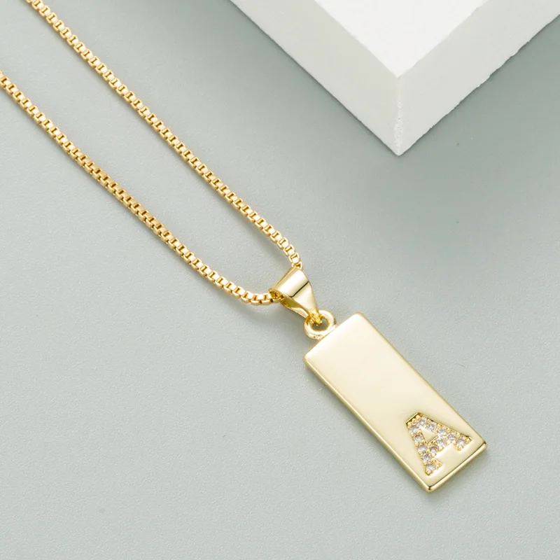 

Fashion brass color plating micro inlaid zircon pendant letter clavicle chain
