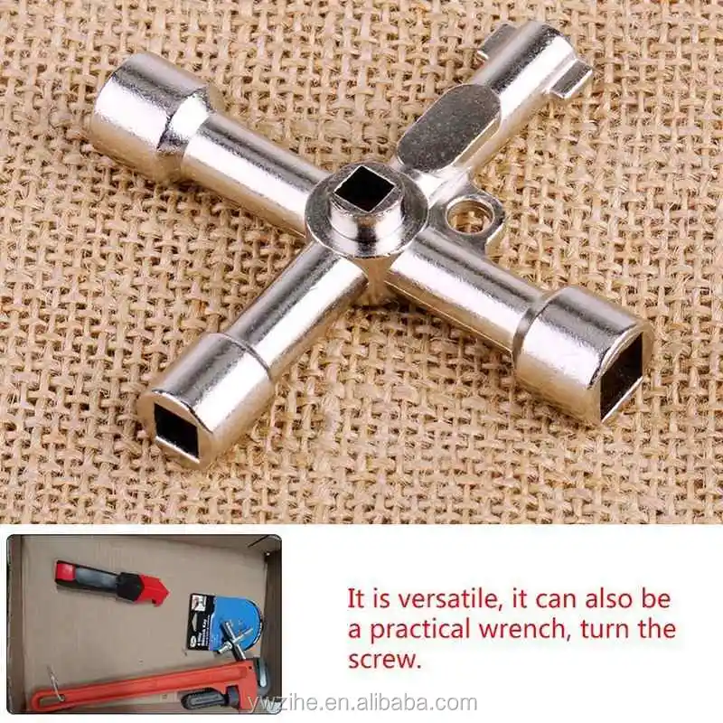 Multifunction 4 Way Cross Key Wrench Stainless steel Utility Hand Tool Universal 