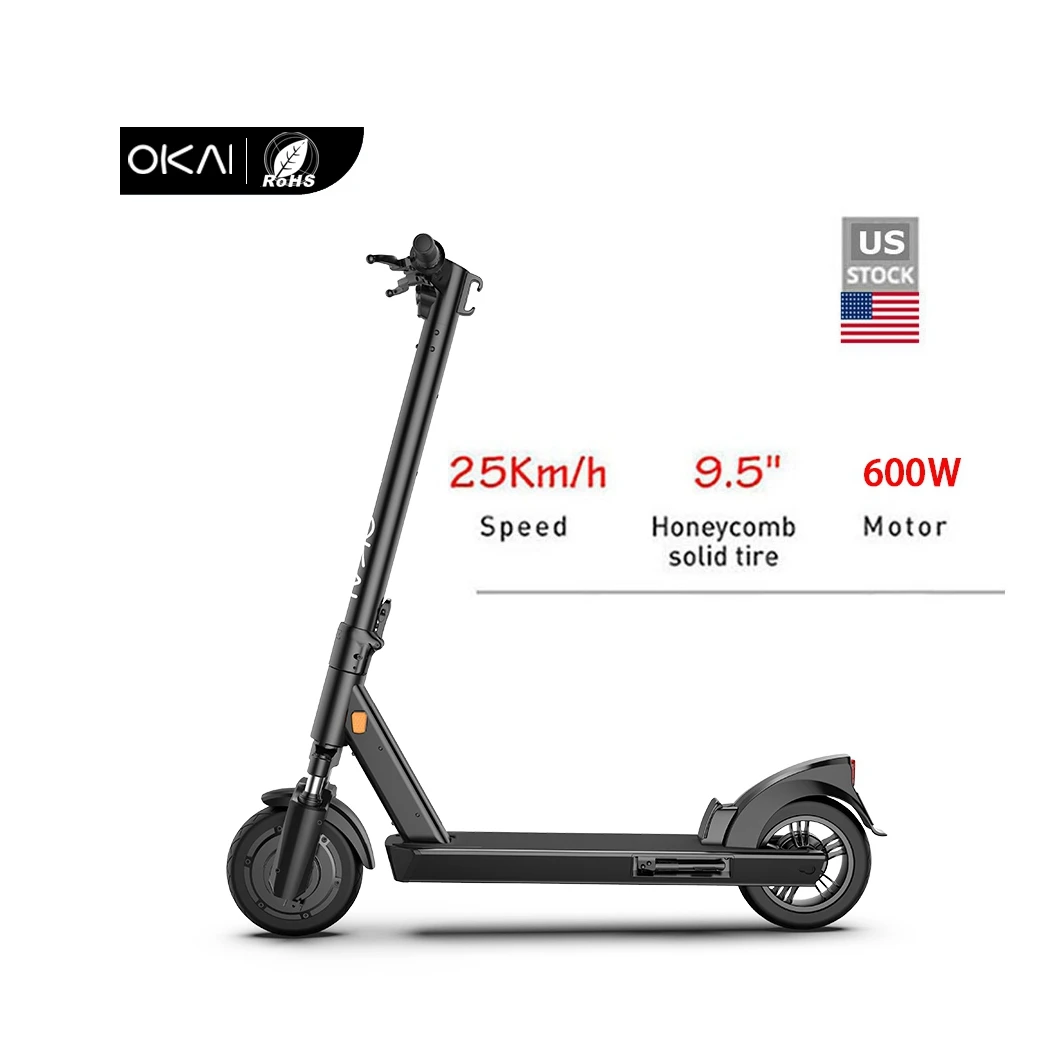 

OKAI ES200E Promotional Top Quality Quick wheel 10.4AH Electric Scooters Cross Car Adult, Black