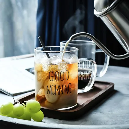 

13 oz Custom Borosilicate Breakfast Mugs Glass Coffee Mug, Customized