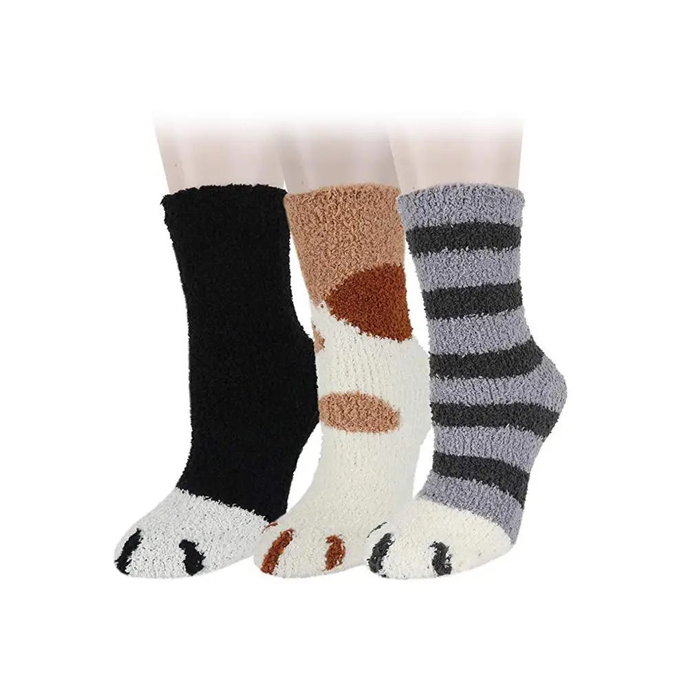 

Funny women fluffy animal feet paw socks cat claw cozy animal socks winter 3d tube cartoon warm fuzzy cozy sleeping socks
