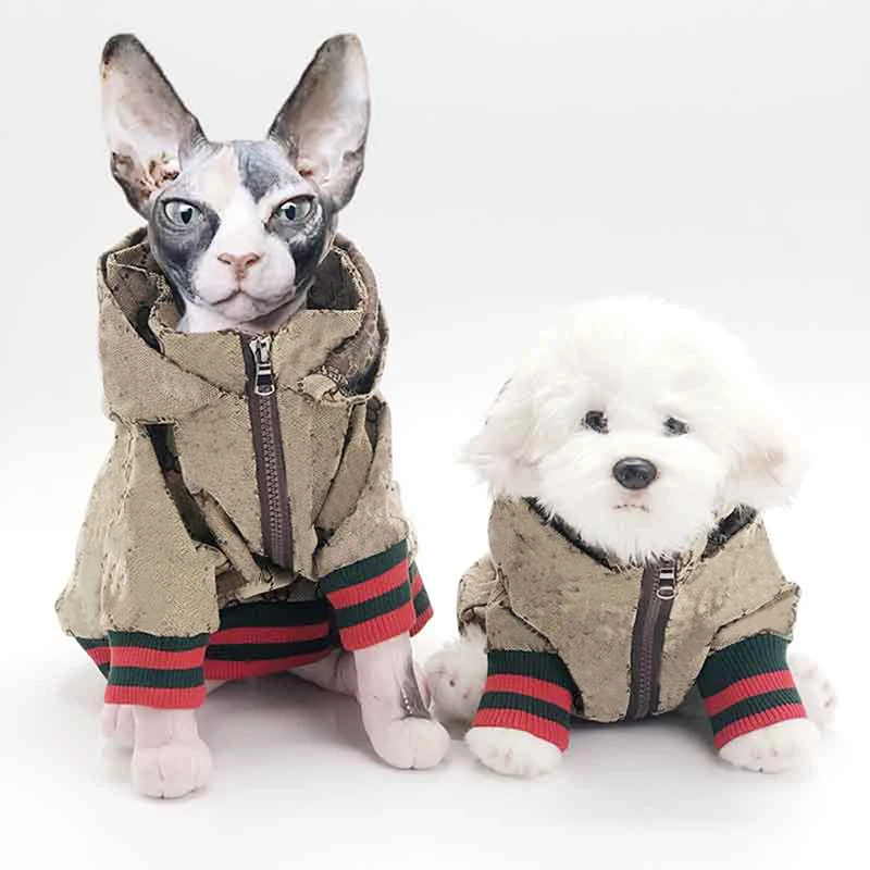 

Luxury Brand Designer Inspired Dog Clothes Plain Hoodies Pet, Red/black