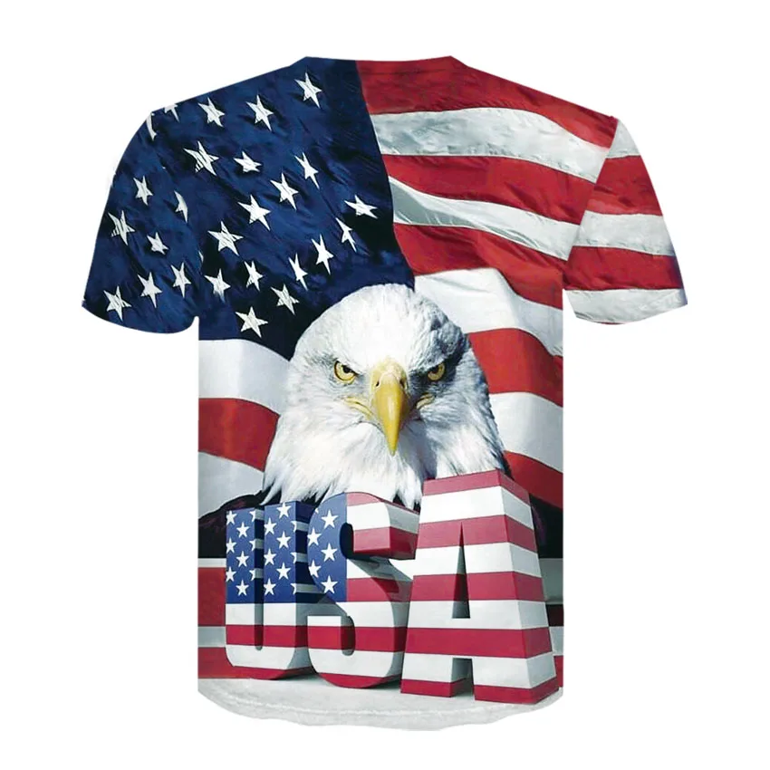 

Plus Size Tshirts Custom Logo Men's American Flag Eagle 3D Printed T-Shirt, Customized color