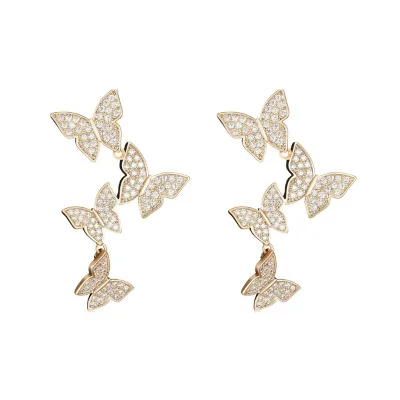 

New super Fairy sweet butterfly hoop tassel earrings female, As pic