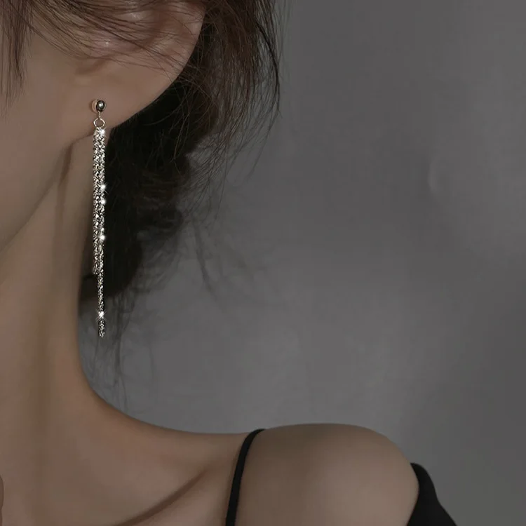 

Shangjie OEM joyas Fashion Women 925 Sterling Silver Earrings Long Tassel Bling Earrings Jewel Waterdrop Unique Dainty Earrings