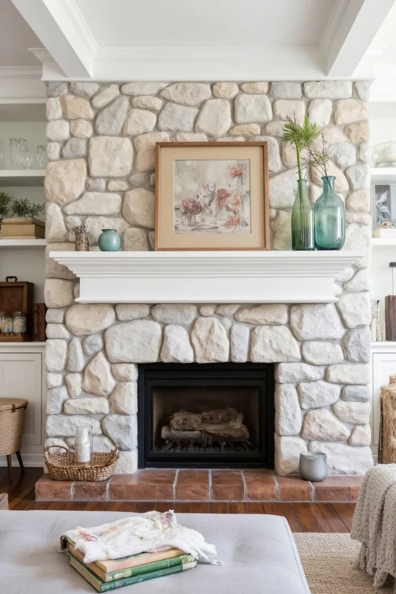 10 painted stone fireplace ideas that will make your family room the coziest spot in the house seriously
