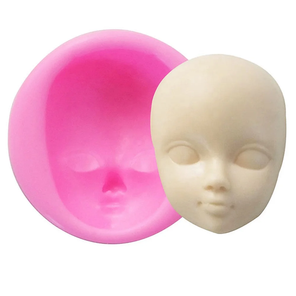 

Cute Doll Head Face Moulds Fondant Cakes Decor Tools Silicone Molds Sugarcrafts Chocolate Baking Tools For Cakes Gumpaste Form, As shown