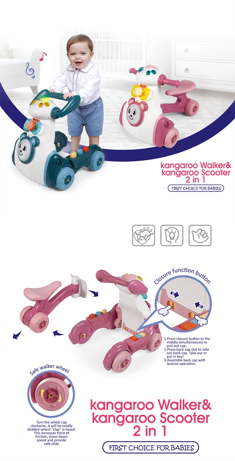 Trotteur intelligent multi-fonction 3 en 1, jouet pour bébés, marcheur avec musique, apprentissage de la marche, multifonction,