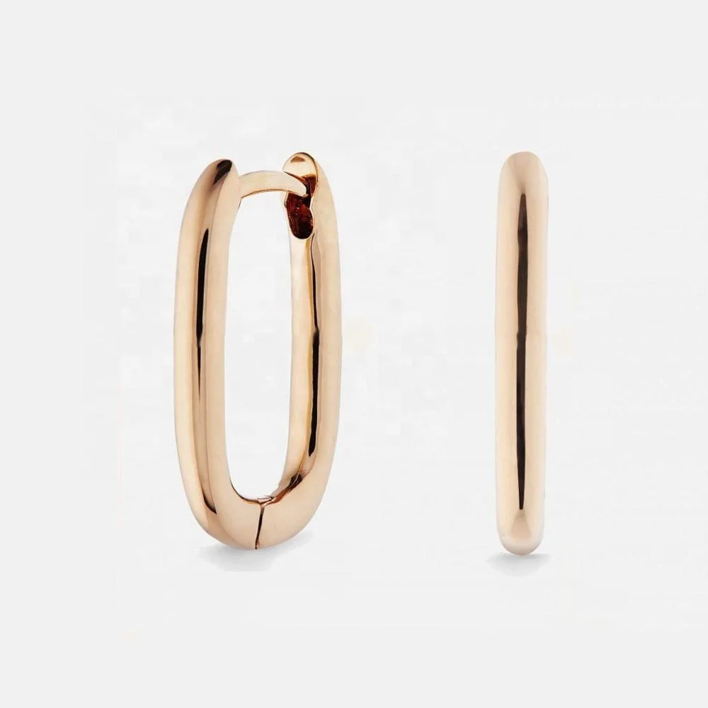

Desbloqueio Minimalist Jewelry Elegant Chunky U Shape Oval Hoop Earring 925 Silver