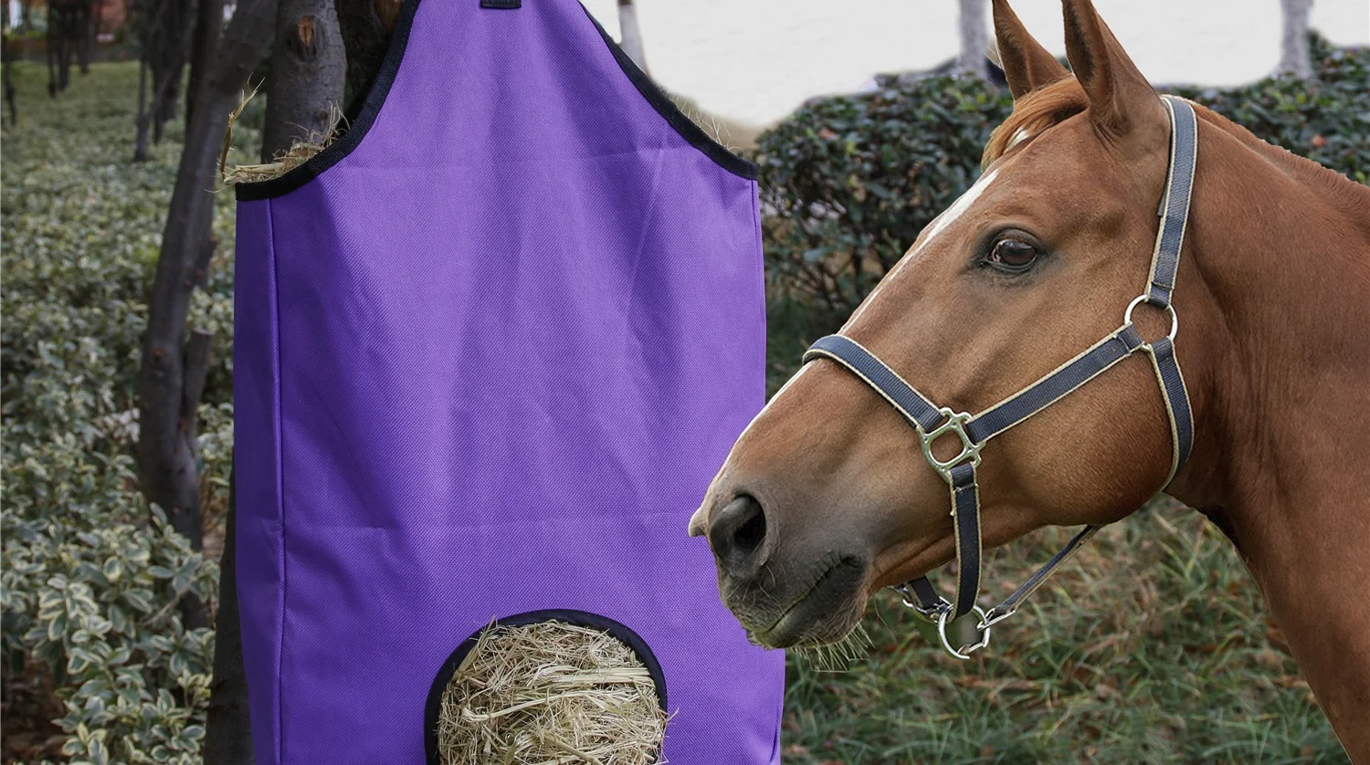 Wholesale 600d Canvas Nylon Horse Feeding Hay Bag Solid Panel With