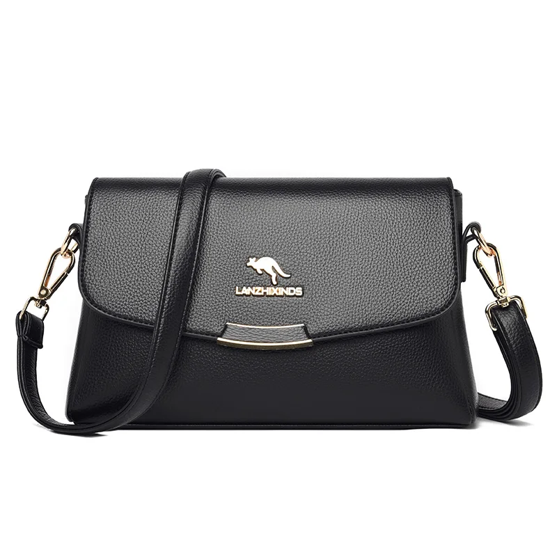 

Hot Selling Retro Leather Shoulder Bag Trendy Handbags Black Shoulder Bag With Removed Shoulder Strap, As picture