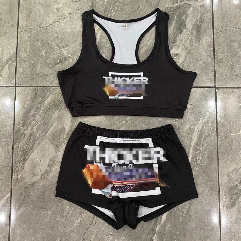 

Hot sale sublimation printing snack shorts set two piece short set women, Customized color