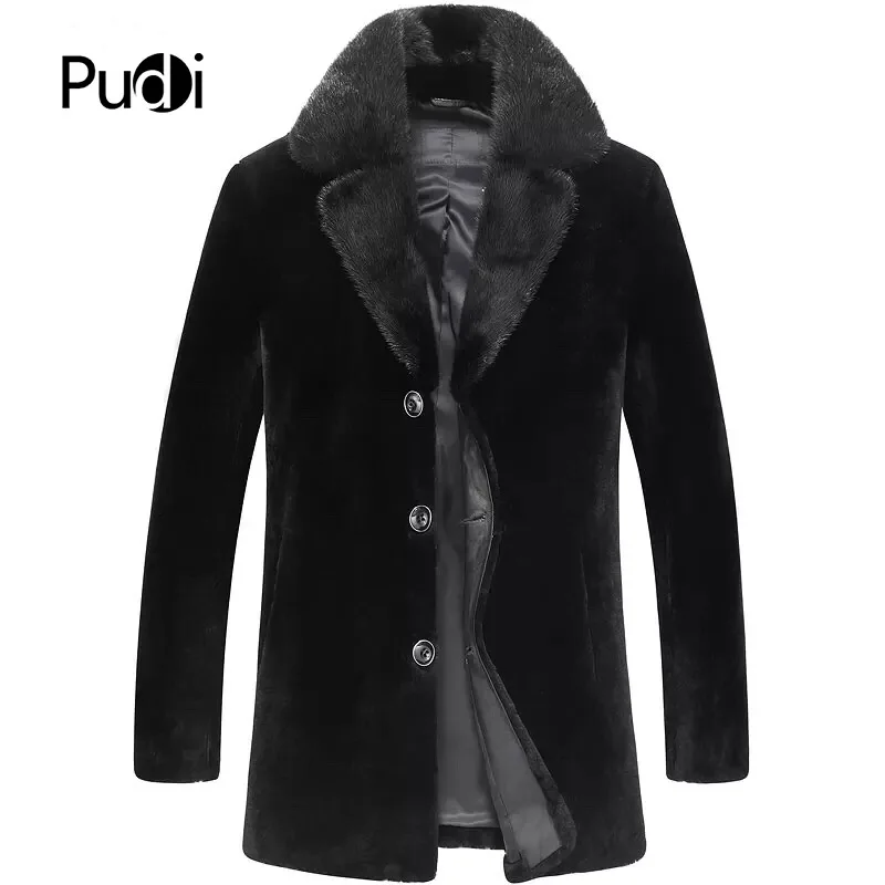

2020 Men new fashion 100% wool jackets with mink fur collar fall winter casual outwear MT814