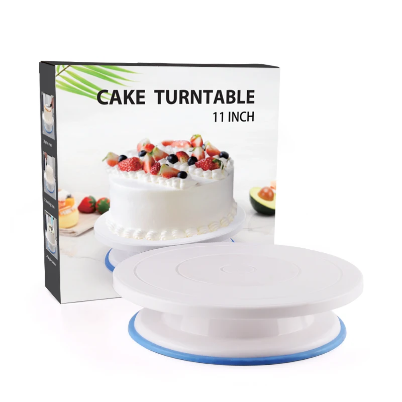 

28cm White Food Grade Plastic Rotating Pastry Decorating Baking Tools Turntable Cake stand