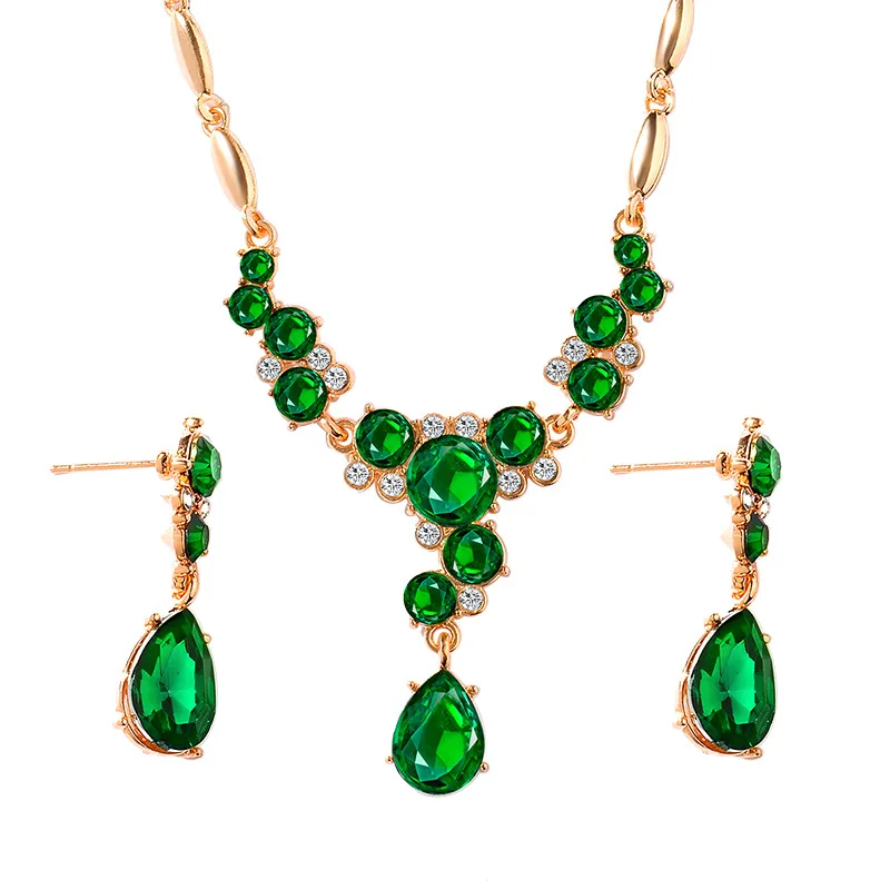 

Pop crystal necklace earrings jewelry set