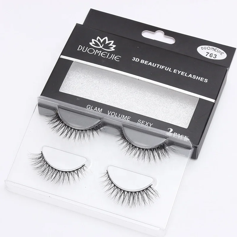 

2 pairs Natural False Eyelashes Fake Lashes Long Makeup 3D Faux Mink Eyelash Extension 3D Mink Eyelashes for Beauty 763