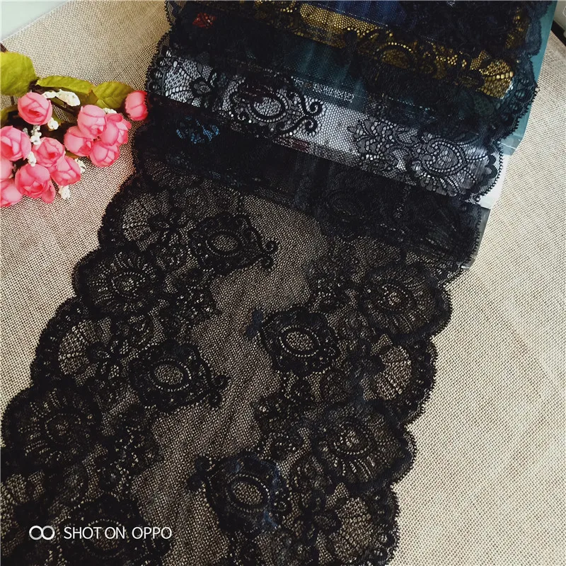 

24cm wide elastic spandex nylon jacquard lace trim E1780