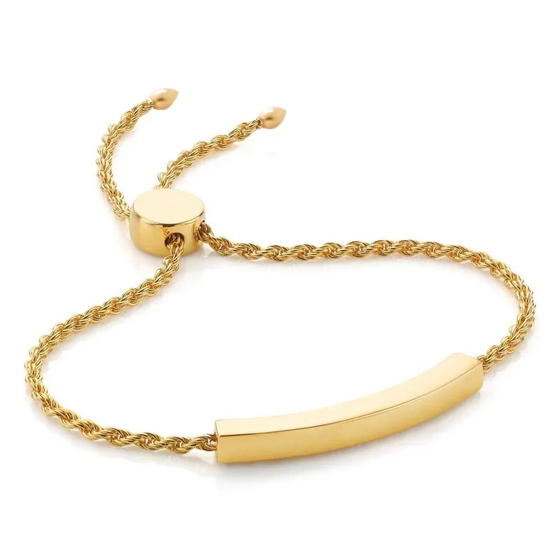 

Blanks Bracelets Women Jewelry Stainless Steel Engraving Rope Twist Blank Bar 18K Gold Plated Bracelet Vintage Style