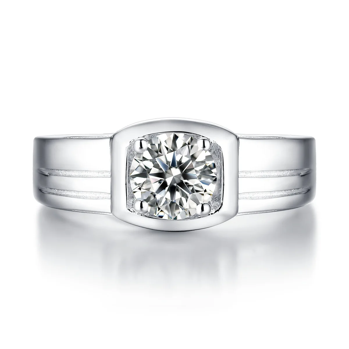 

2021 New Conquest Ring Real White Moissanite Men Wedding Ring 1 Carat Silver 925 Ring YSF1750