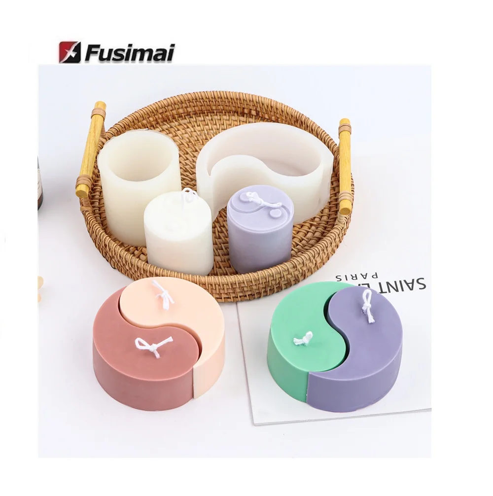 

Fusimai Ins Tai Chi Candles Mould Diy Cylindrical Yin Yang Fish Silicone Candle Mold