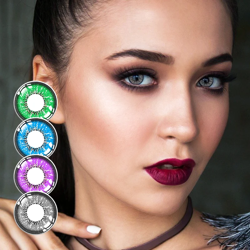 

hot selling 3 tone colored eye soft contact lenses 14.5mm yearly natural eye contacts wholesale color contact lens
