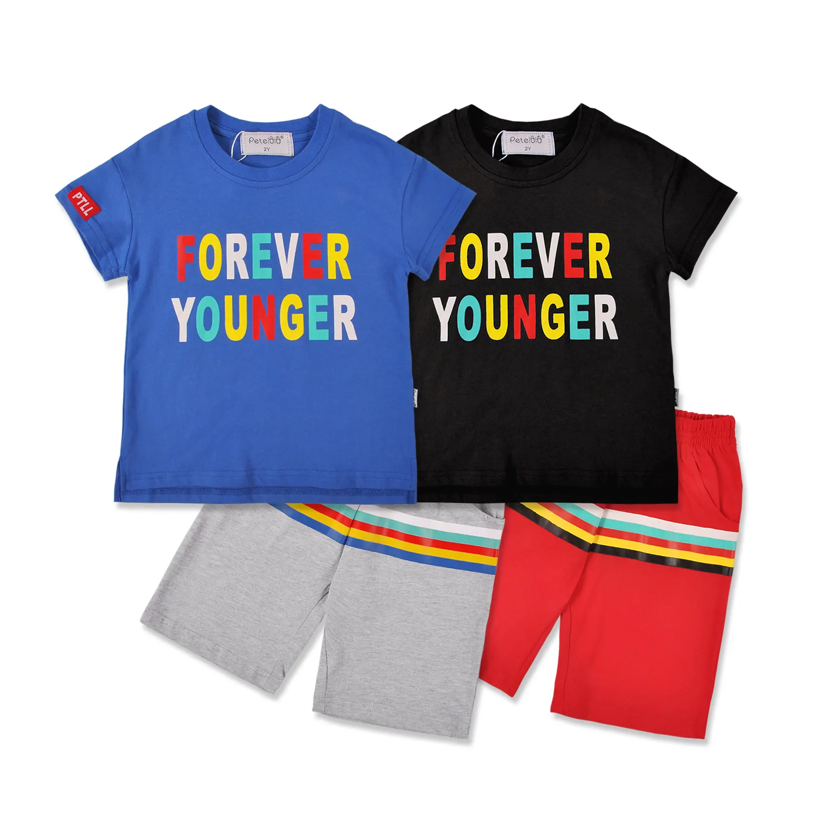 

Solid Color Boy Clothes Clothing Set Kids Shorts Set Summer Baby Boy's Clothing Set, Pic shows