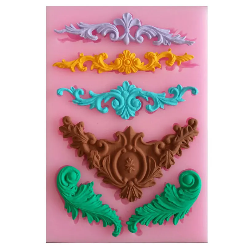 

Baroque Style Curlicues Scroll Lace Fondant Silicone Mold for Sugarcraft, Cake Border Decoration, Cupcake Topper, Jewelry, Pink