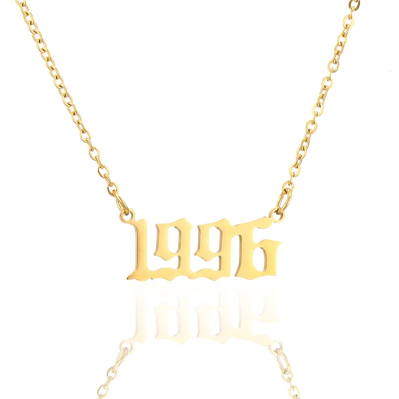 

18 gold 1980~2021 year necklace birthday number small pendant necklace