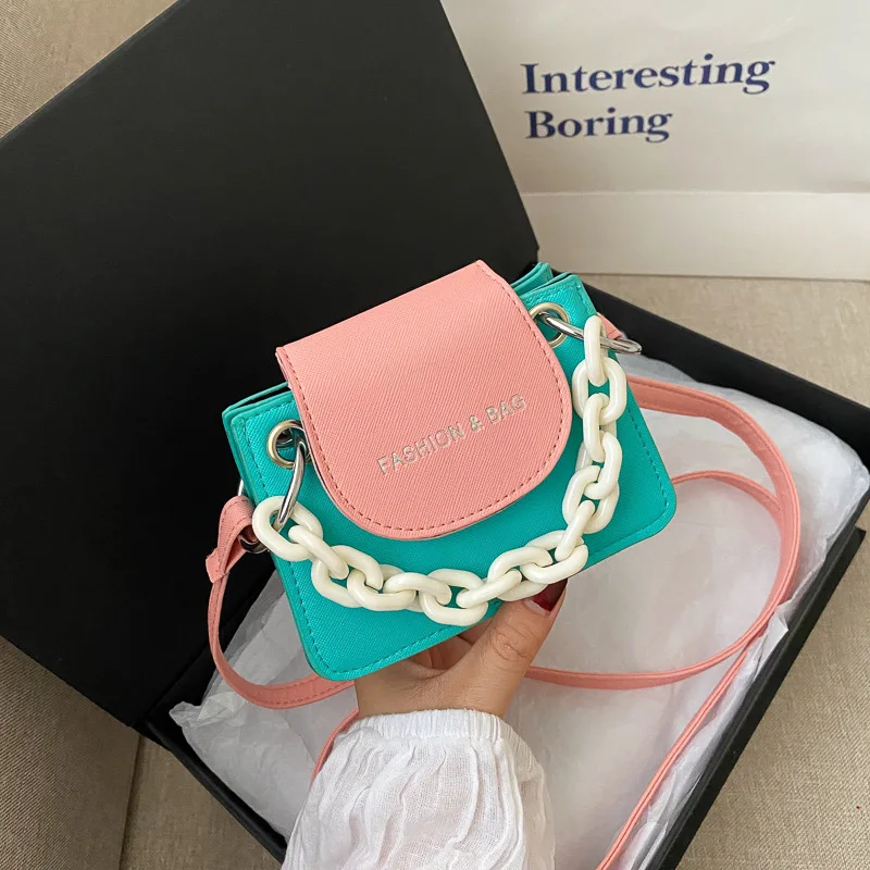 

Youth Ladies Simple Versatile Crossbody Bag Acrylic Chain single shoulder casual mini bags women handbags Messenger Leather Bag, Customizable