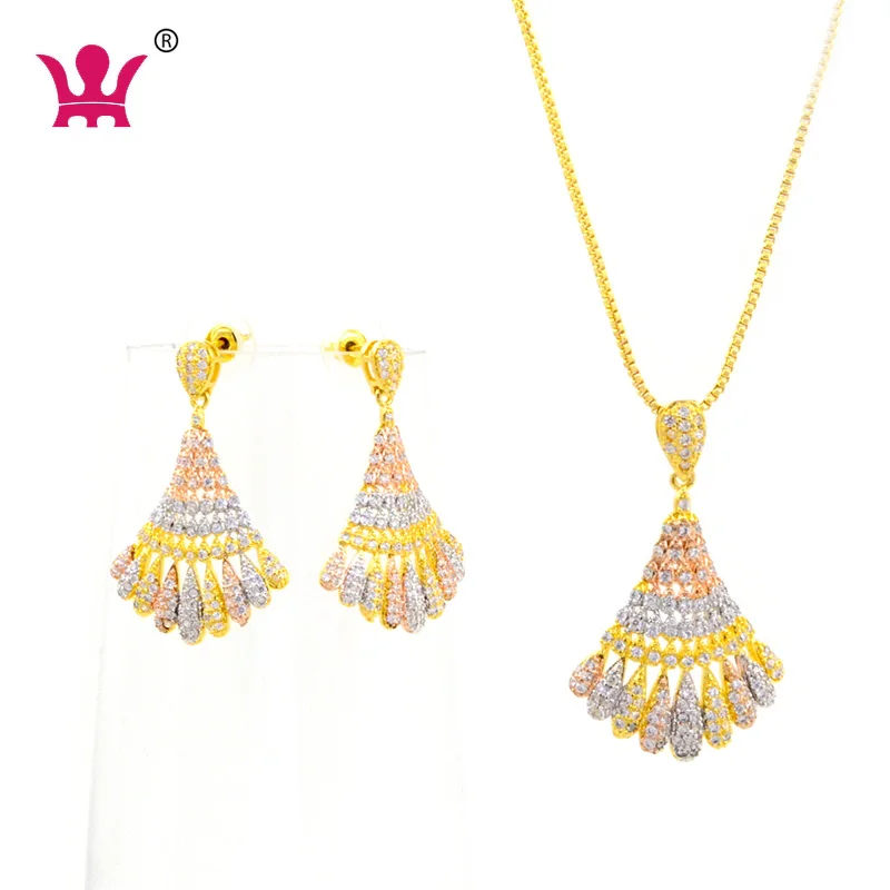 

Wah Mei Wholesale Elegant Women Gold Plated Earring Pendant Jewelry Sets, White stone,platinum,gold,mix