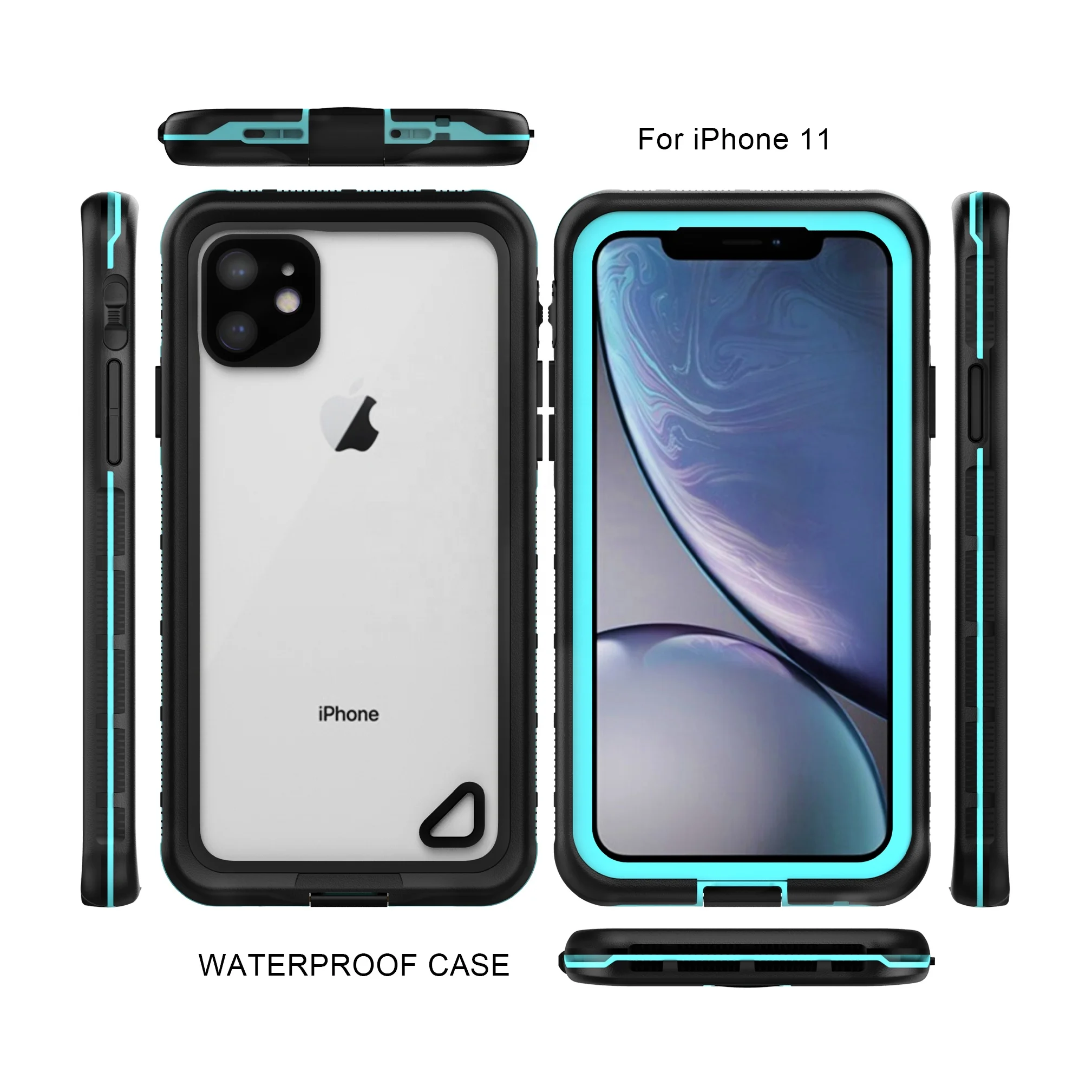 

new pp+pc+tpe+pet waterproof dustproof snowproof Phone Accessories Case for iphone 11/iphone xi, Blue, green