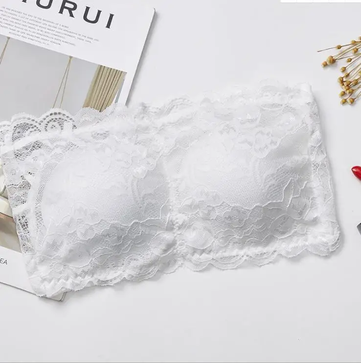 

2021 Summer Sweet Ladies Shirred the Shoulder Solid White Lace Crop Tops For Women