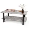 Ferdinand 42-Inch Torched Wood Industrial Coffee Table with Storage Shelf