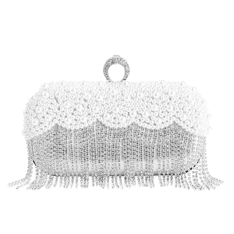 

luxury wedding beaded ladies evening bags purse money chain pearl fashion women clutch bag