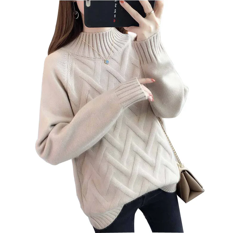 

Women Collar Knitted Sweater Ladies Casual knitwear Student Fashion Stylish Autumn Winter Thick Pullovers Tops, Multi