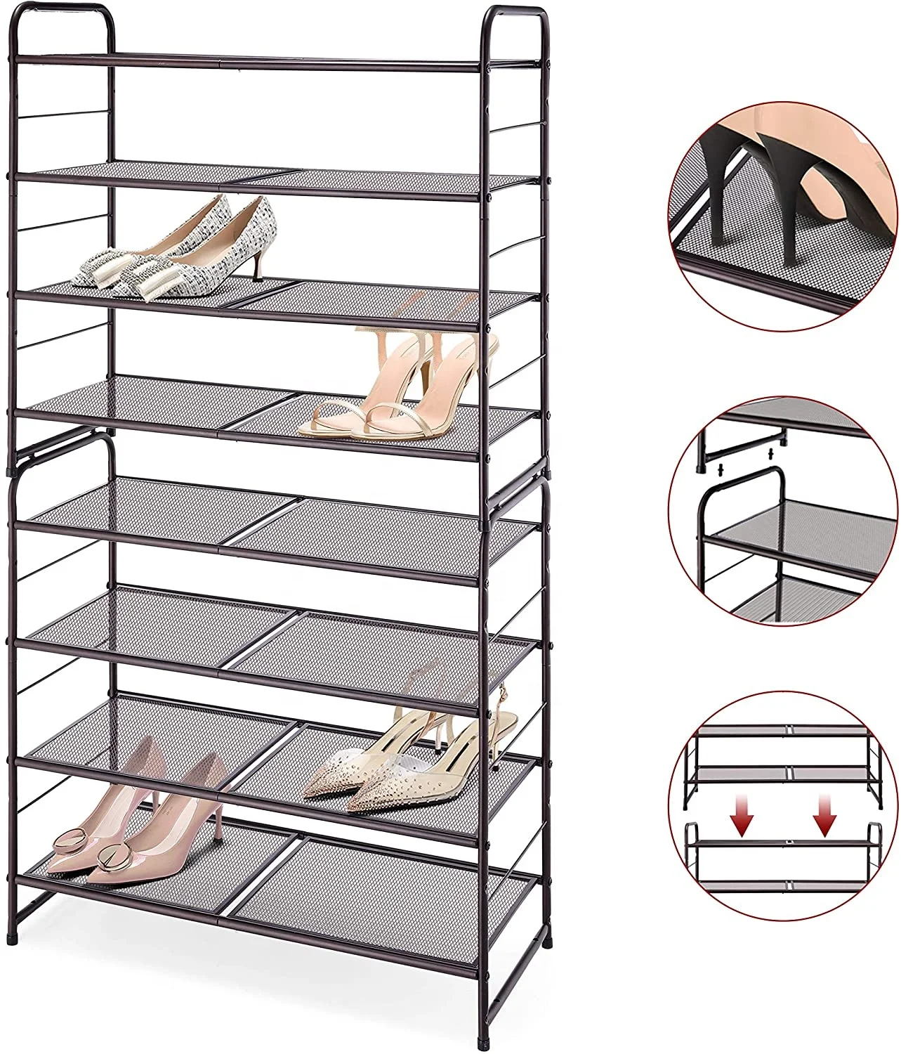 Shoe Rack 4tier Metal Shoe Tower 20pair Shoe Storage Organizer Unit