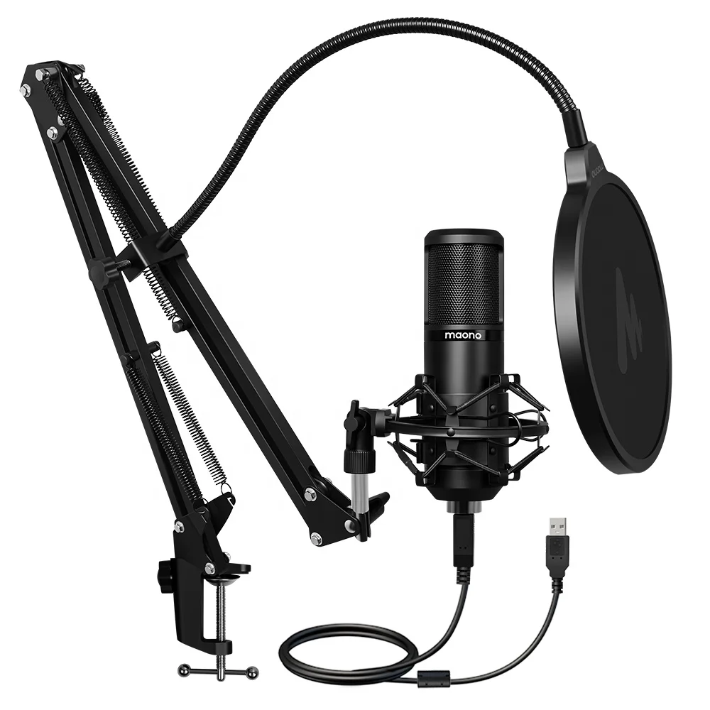 

Instrument Usb Condenser Microphone Noise Cancelling Recording Microphone Studio Condenser, Black