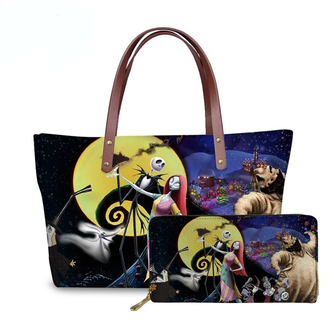 

Luxury Design Handbags Women The Nightmare Before Christmas 2pcs/set Hand Bag&Wallet Females Top-Handle Bags, Customized