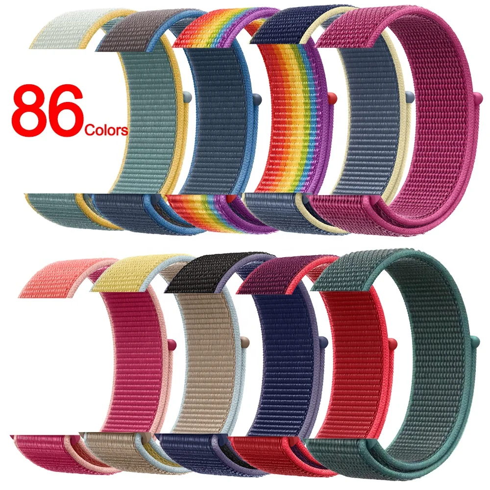 

ShanHai For Apple Watch Band 38 40 4244mm, Nylon Sport Loop Band Adjustable Wrist Strap Replacement For iWatch Series 6/SE/5/4/3, Multi-color optional or customized